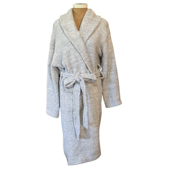 Barefoot Dreams CozyChic Adult Robe Heathered Ocean Blue Gray Size 1 Oprah Fav - Picture 3 of 8